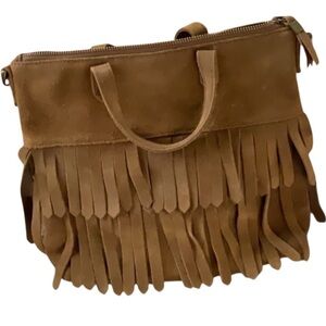 Madewell Transport Brown Suede Fringe Tote